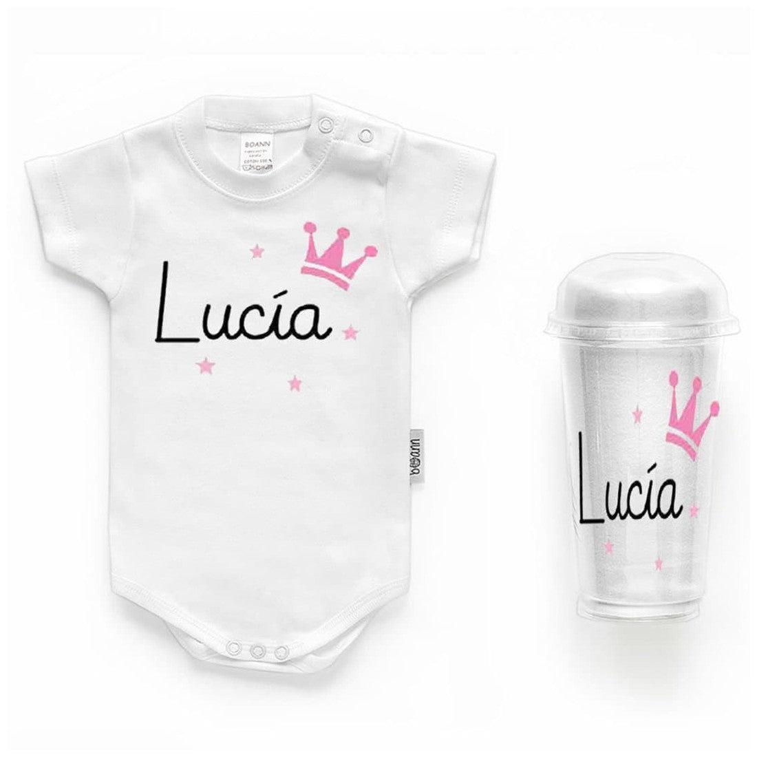 Body Personalizado Bebé Corona Rosa con Nombre Boann - Nanetes #